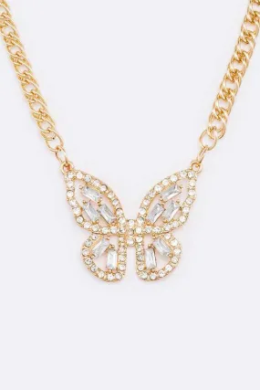 Crystal Butterfly Pendant Necklace