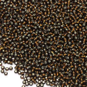 Dark Brown 11/0 Silver Lined Glass Rocaille/Seed - Pack of 100g