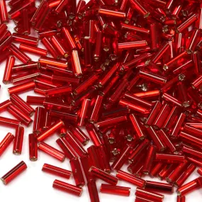 Dark Red 6.6mm Bugle Silver Lined - Pack of 50g