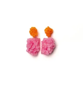 Double Sugar Earrings - Pink and orange