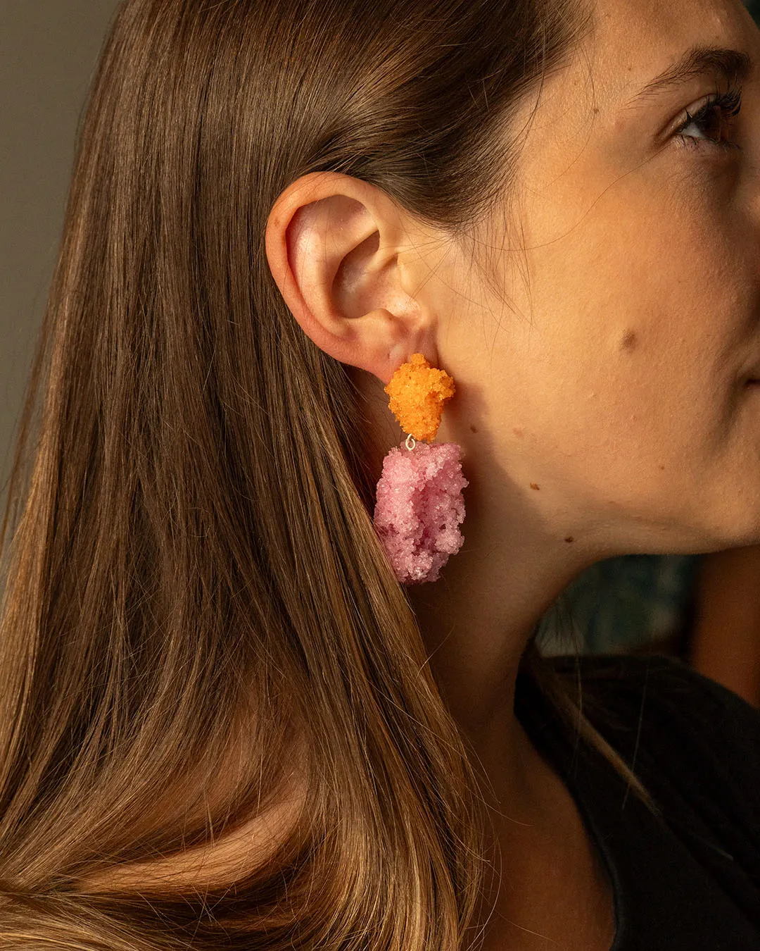 Double Sugar Earrings - Pink and orange