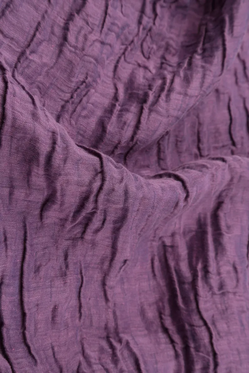 Draped Crinkled Purple Silk Dress