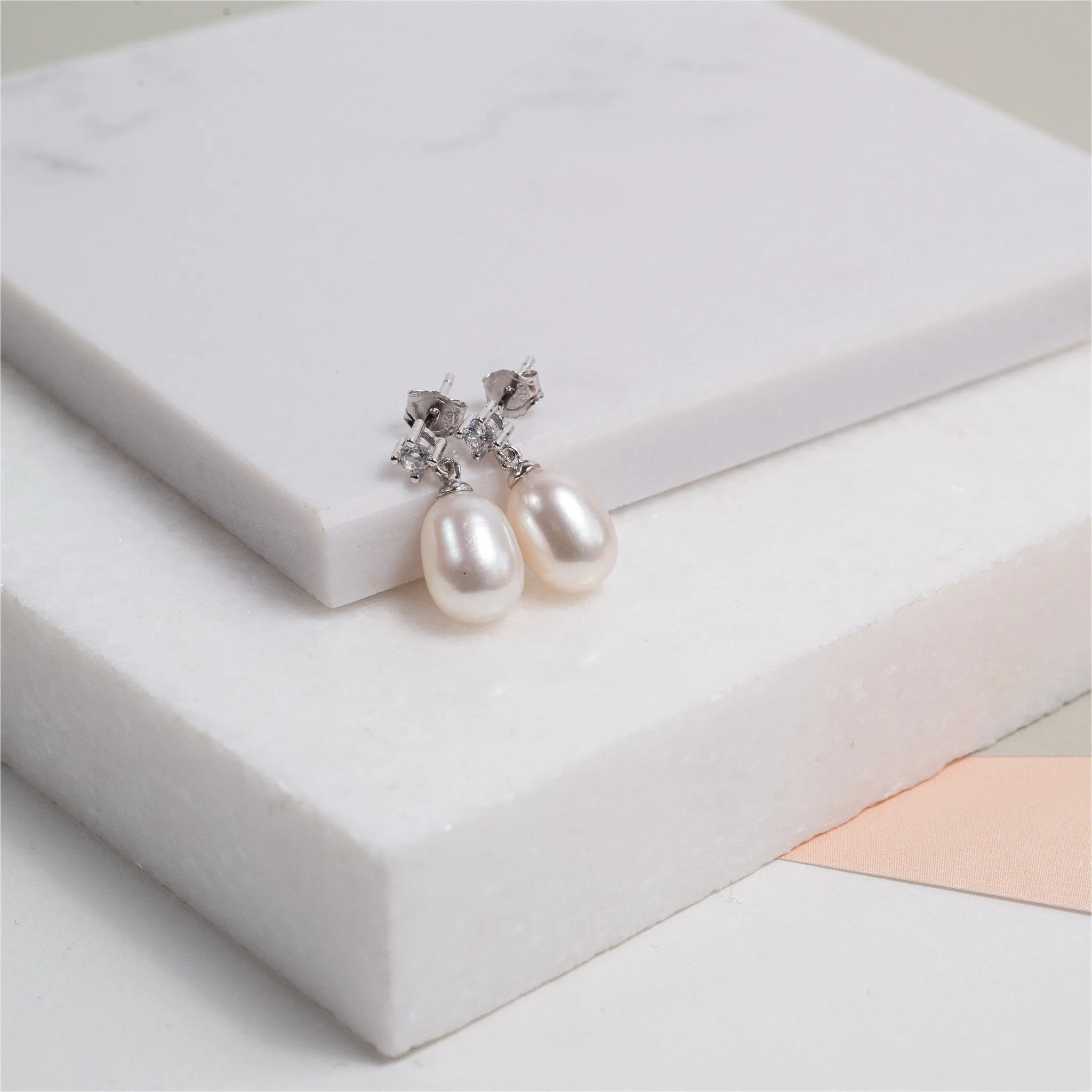 Drayton White Pearl & Cubic Zirconia Sterling Silver Drop Earrings