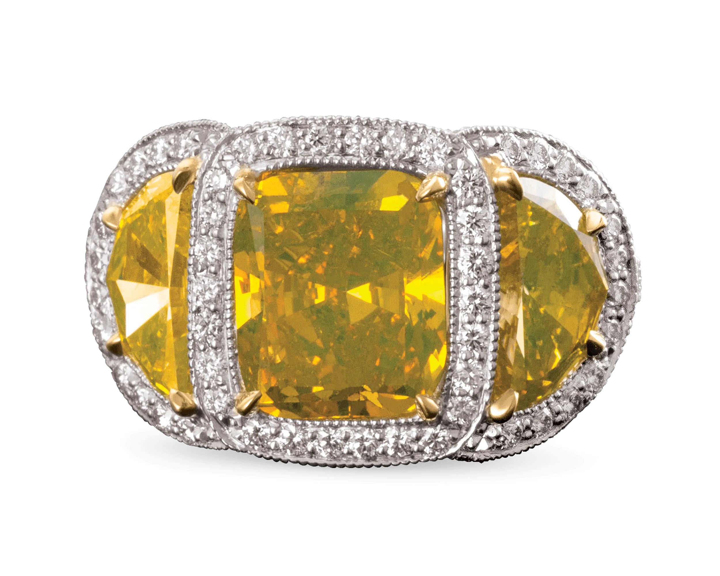 Fancy Intense Greenish-Yellow Diamond Ring, 6.16 Carats