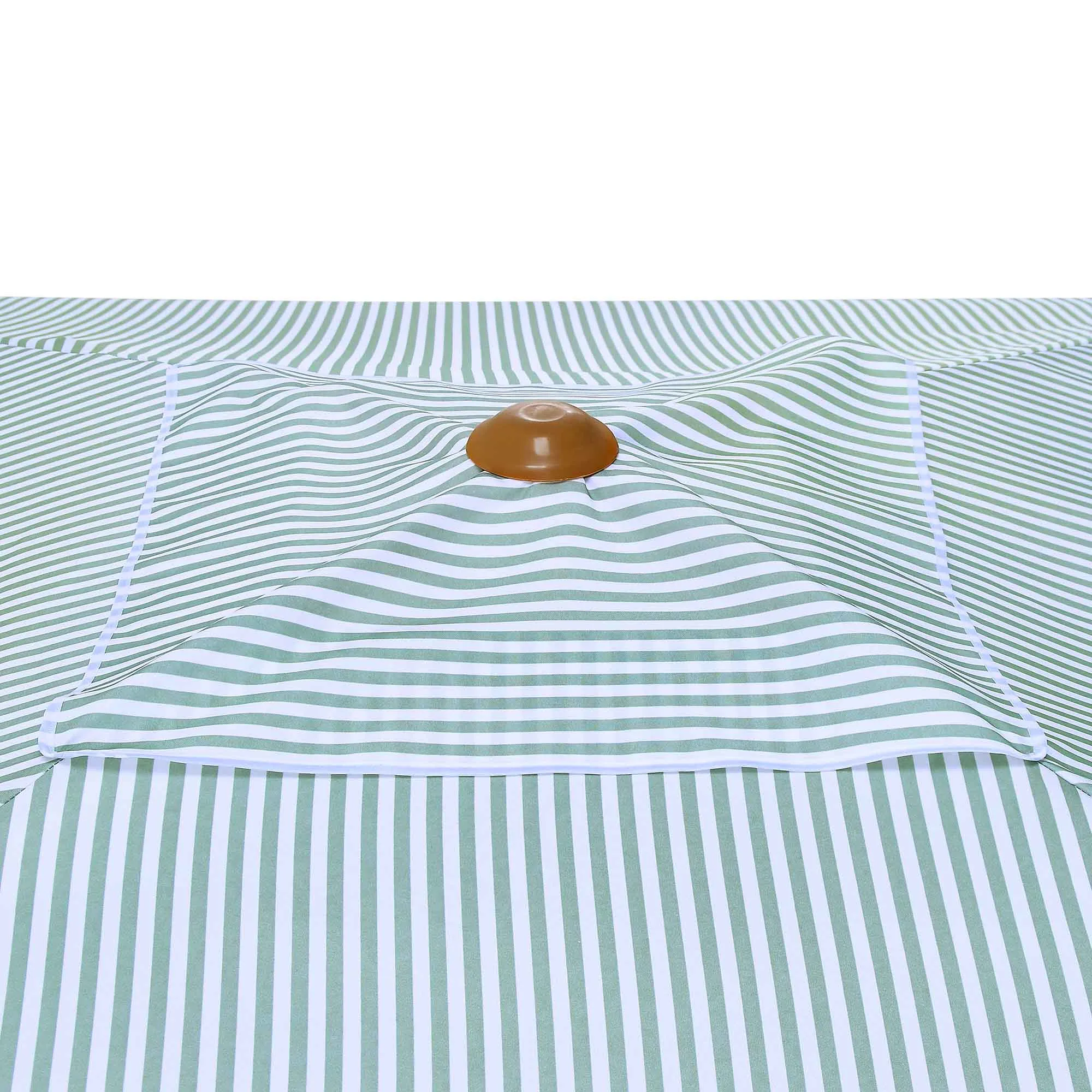 Gabriel Sage Green and White Striped Fringed Cabana