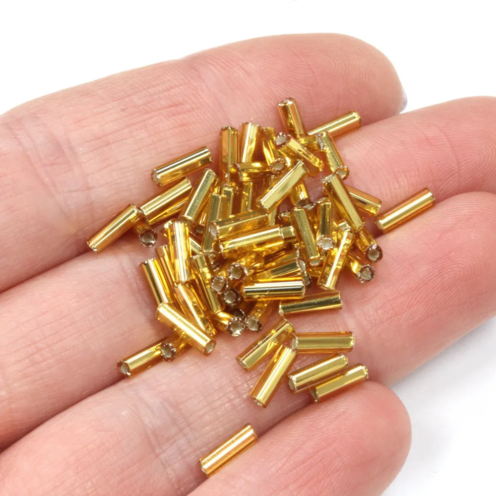 Gold 6.6mm Bugle Silver Lined - Pack of 5g