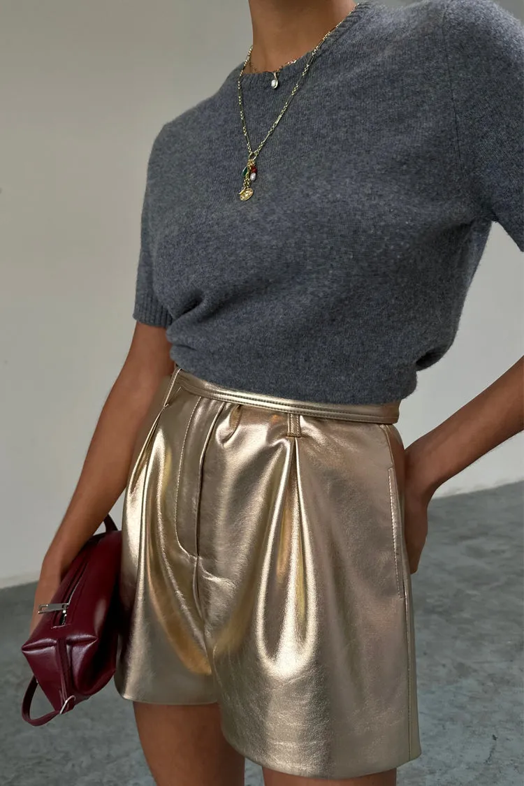 Gold Vegan Leather Shorts