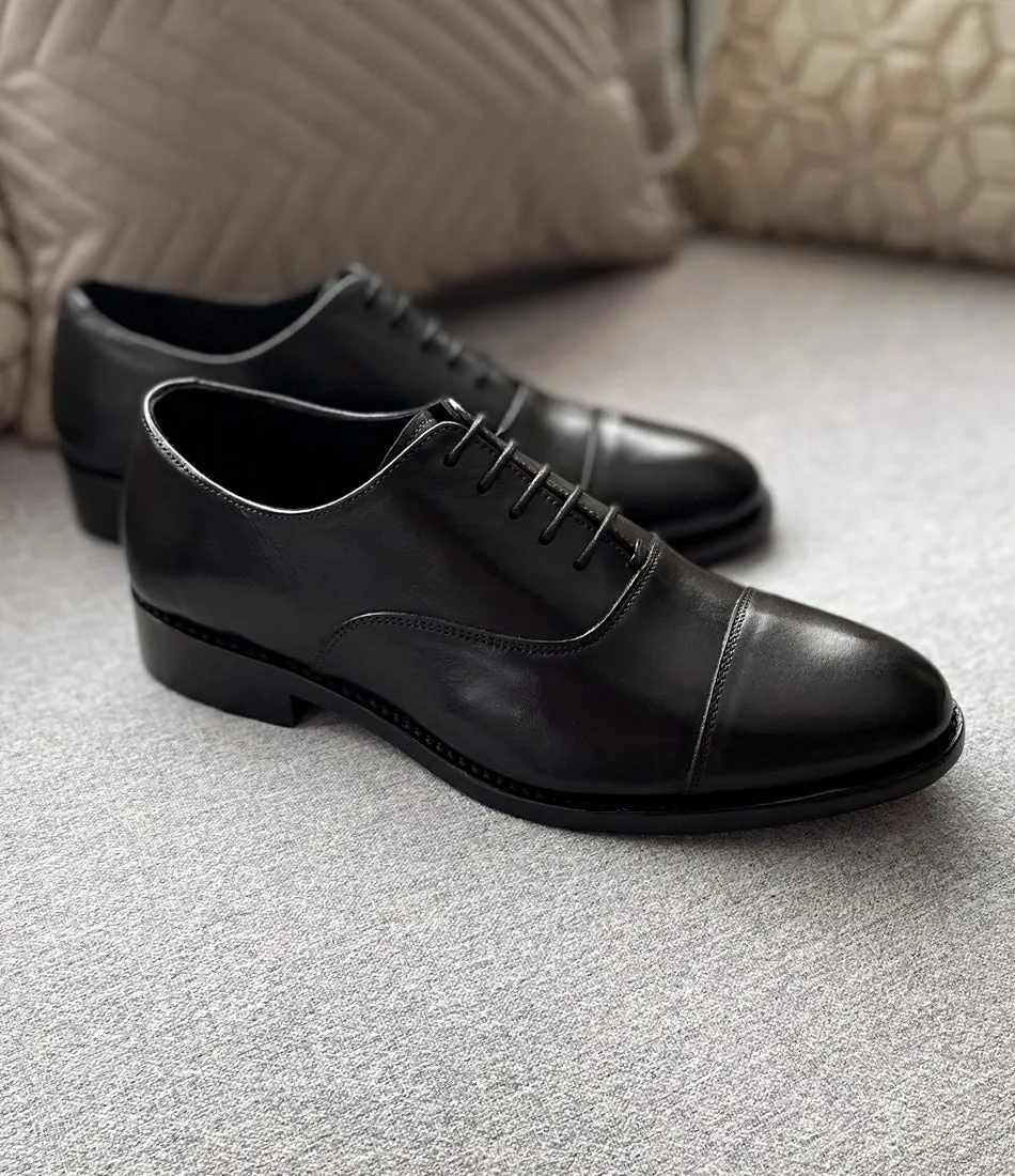 Goodyear Welted - Cap Toe Oxfords - Black