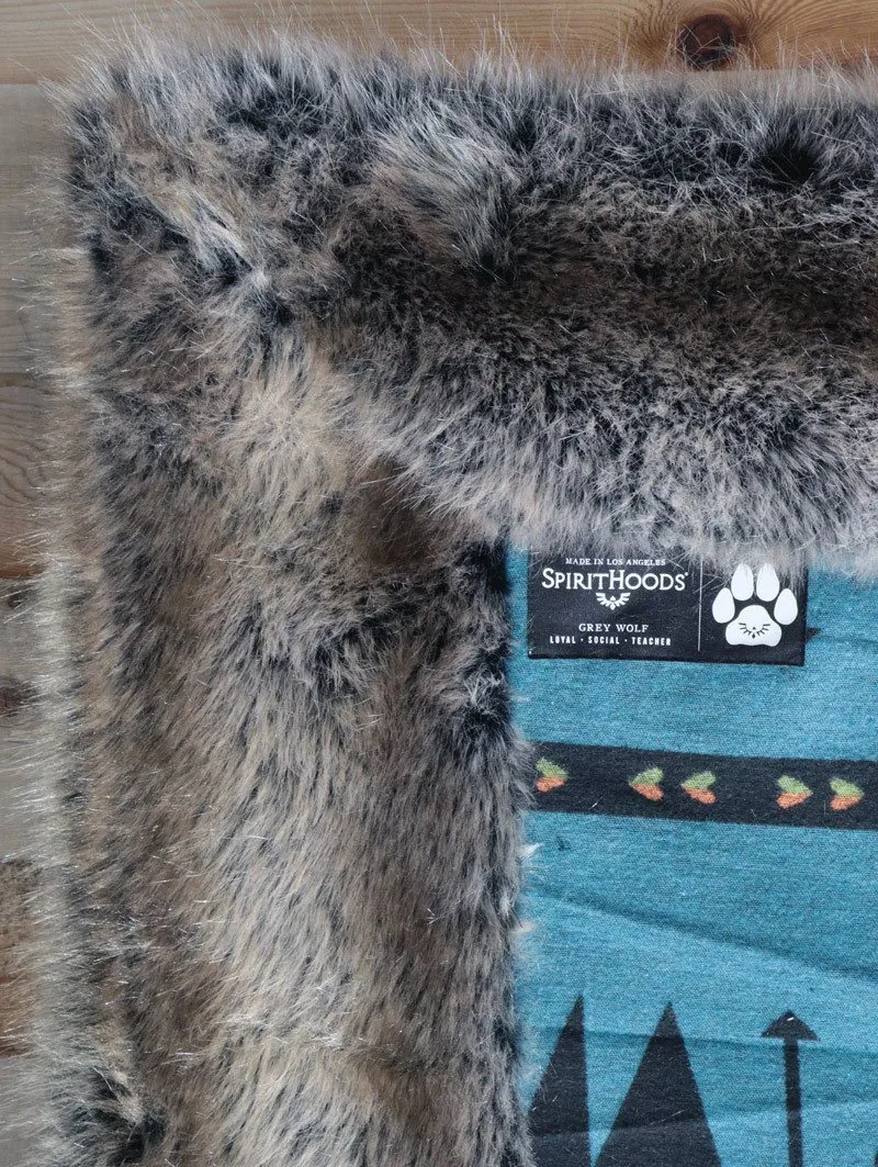 Grey Wolf Faux Fur Large Blanket