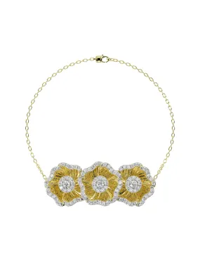 Halo Flower Yellow Gold Bracelet