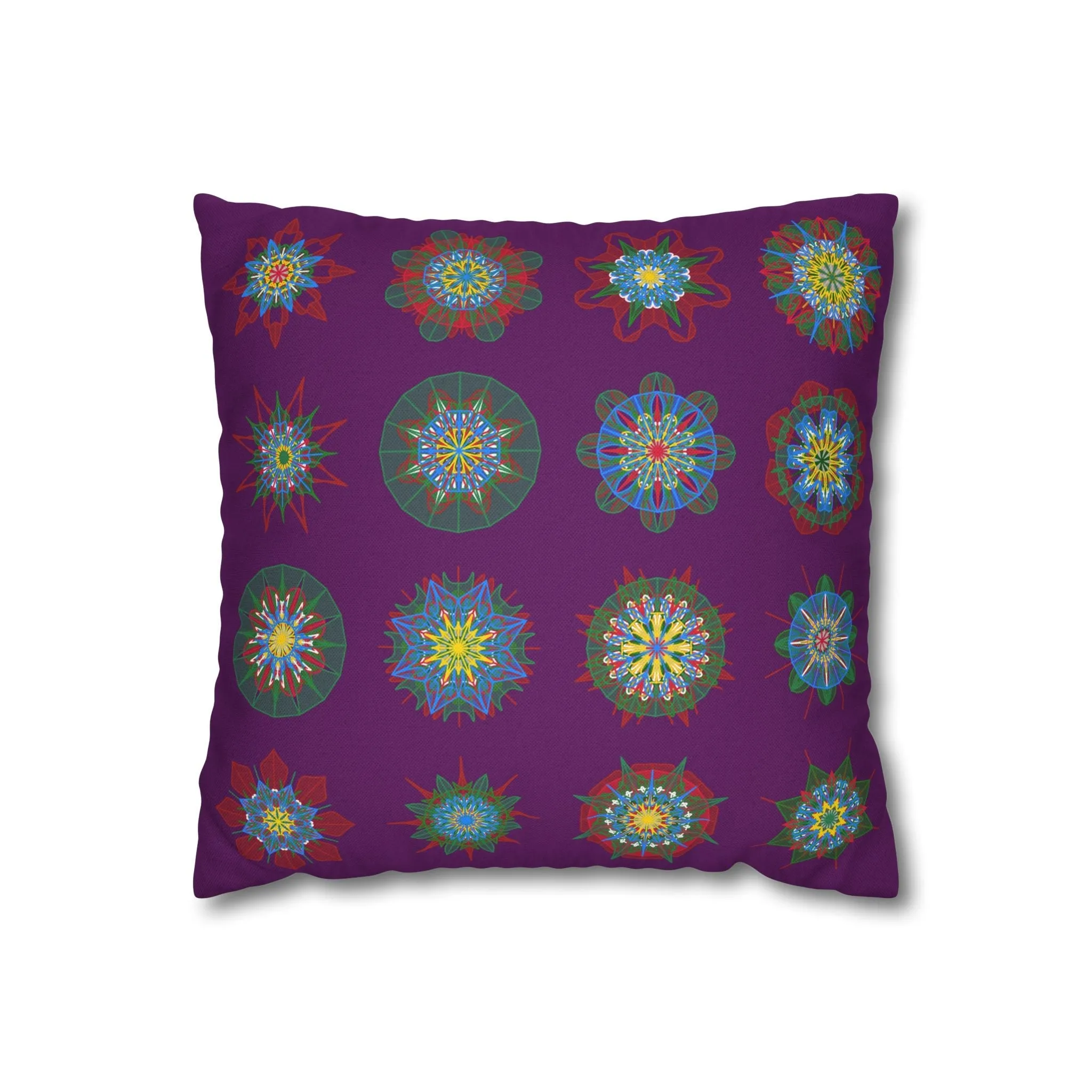 Hand-drawn Mandala Design Pillowcase - Dark Purple