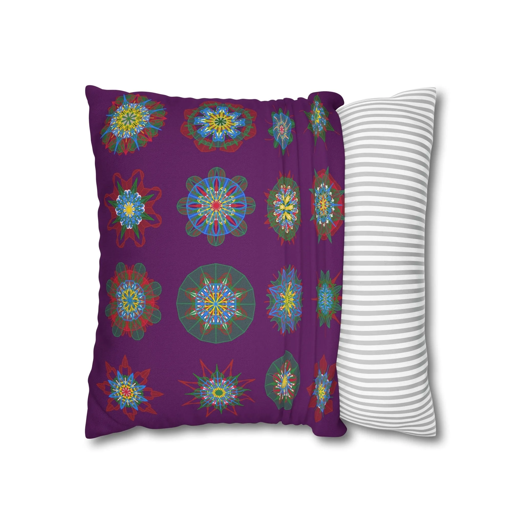 Hand-drawn Mandala Design Pillowcase - Dark Purple