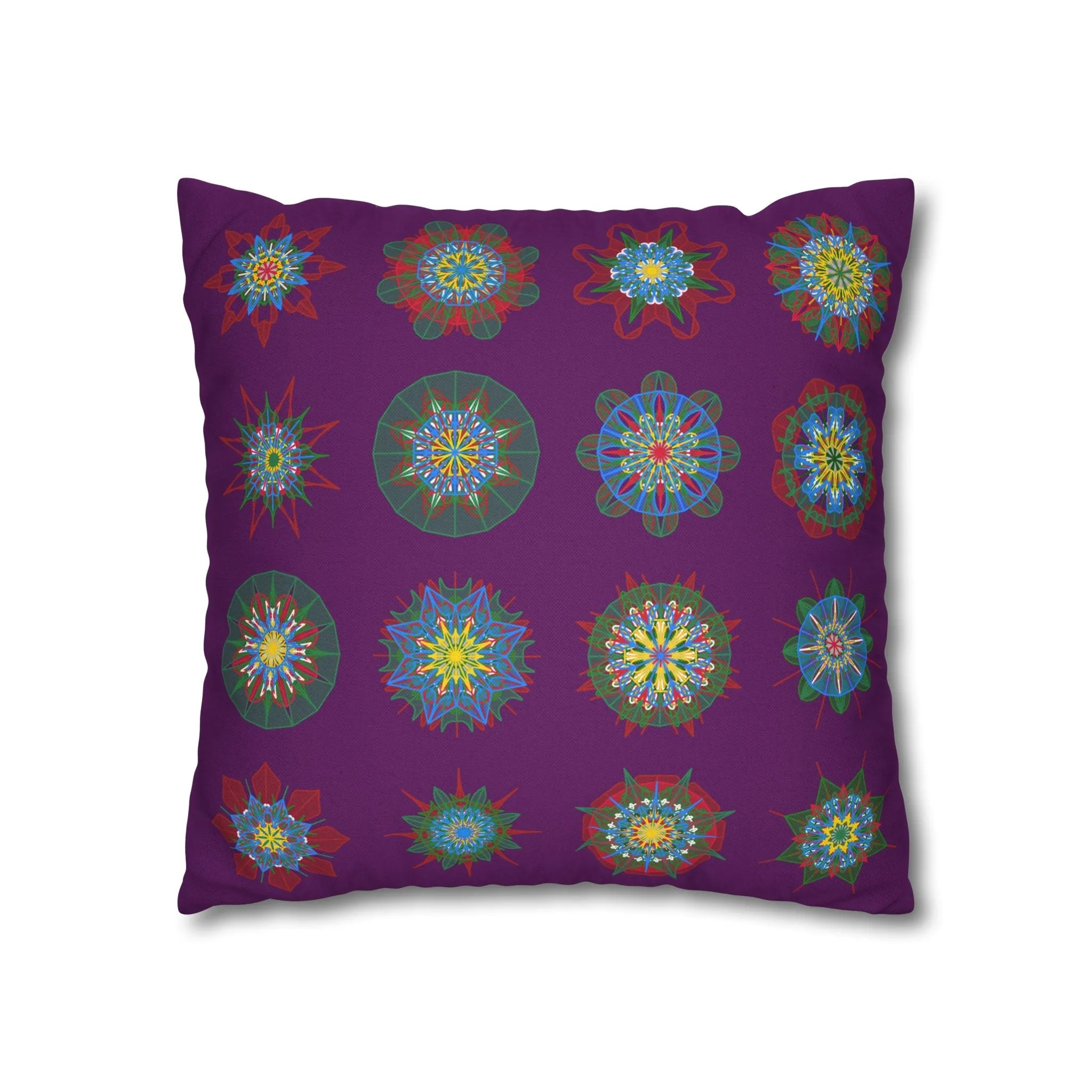 Hand-drawn Mandala Design Pillowcase - Dark Purple