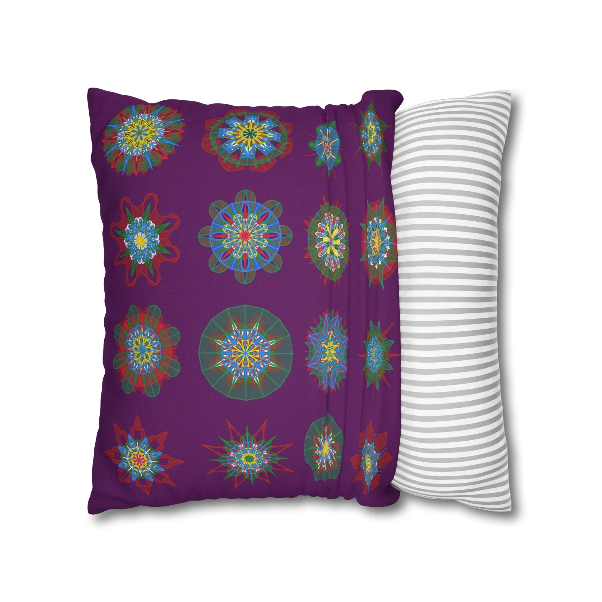 Hand-drawn Mandala Design Pillowcase - Dark Purple