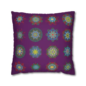 Hand-drawn Mandala Design Pillowcase - Dark Purple