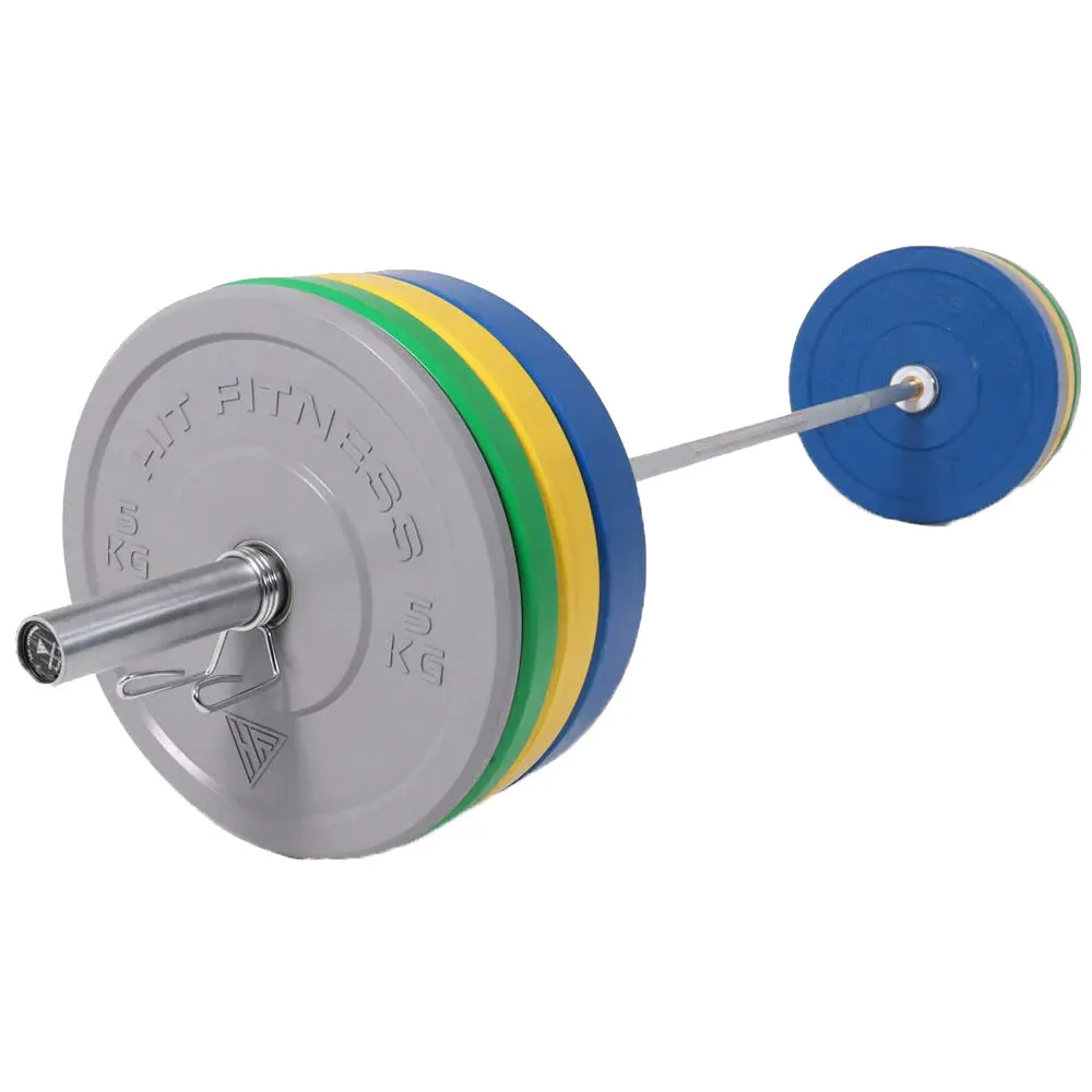 Hit Fitness 120kg Coloured Bumper Plates Athletic Weight Set