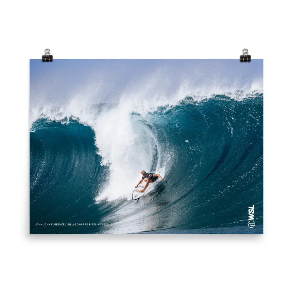 John John Florence Poster (Unframed): Billabong Pro Pipeline 2022