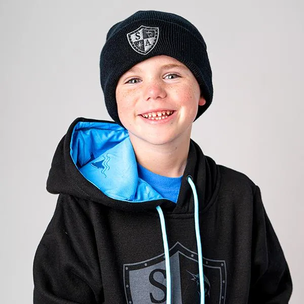 Kids SA Beanie | Black Shield