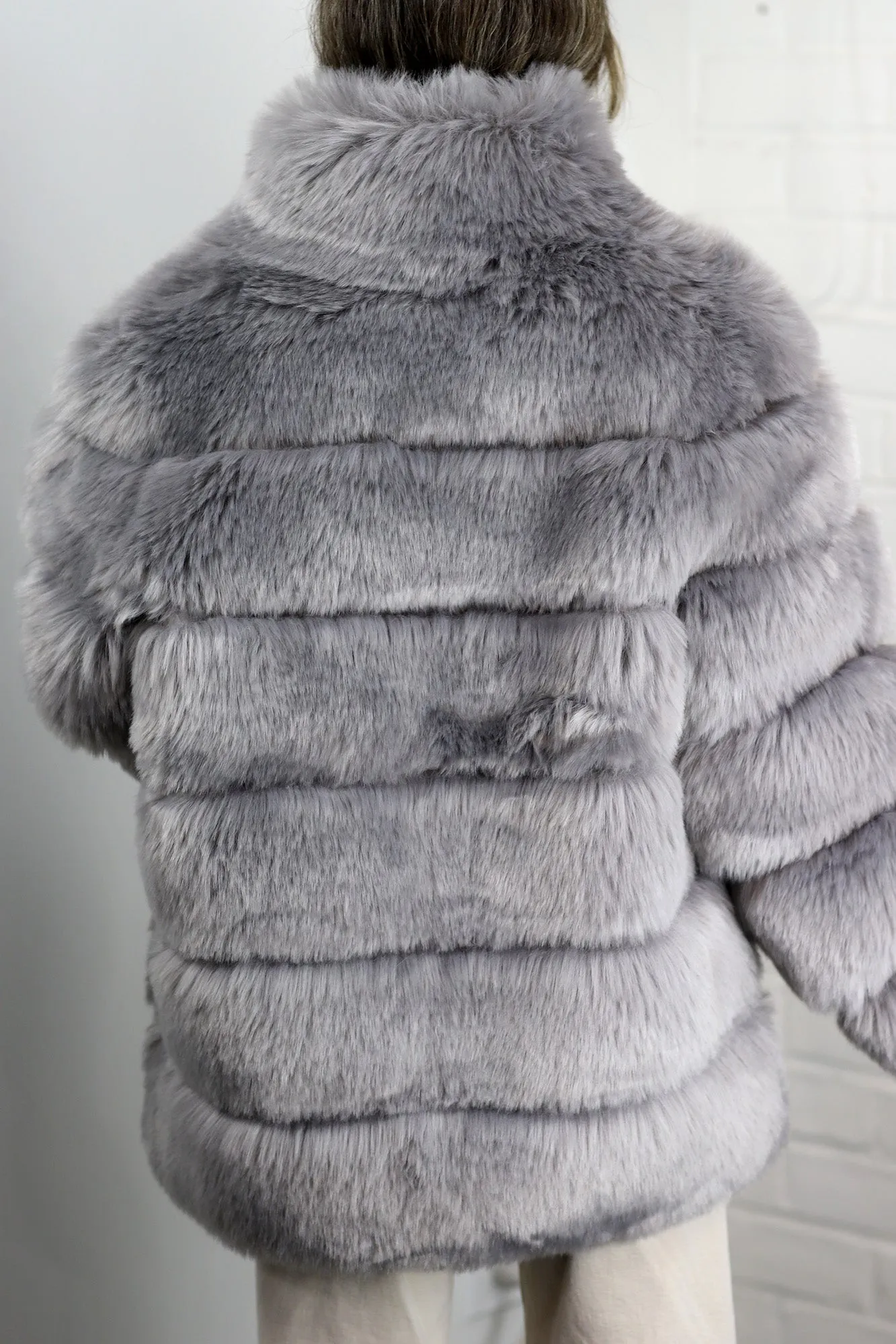 La Fiorentina Faux Fur Jacket - Grey