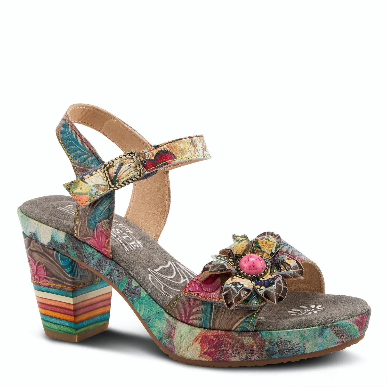 Leilanie Heeled Celebration Sandal in Grey Multi CLOSEOUTS