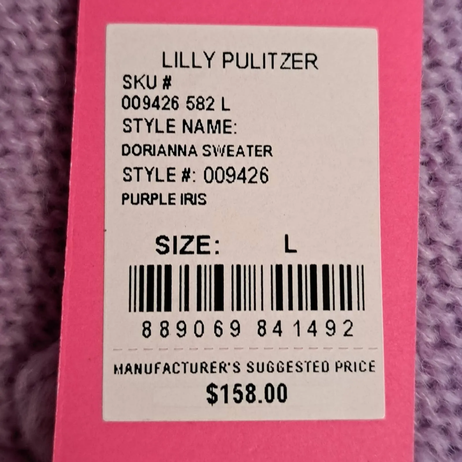 Lilly Pulitzer Dorianna Sweater Purple Iris LG