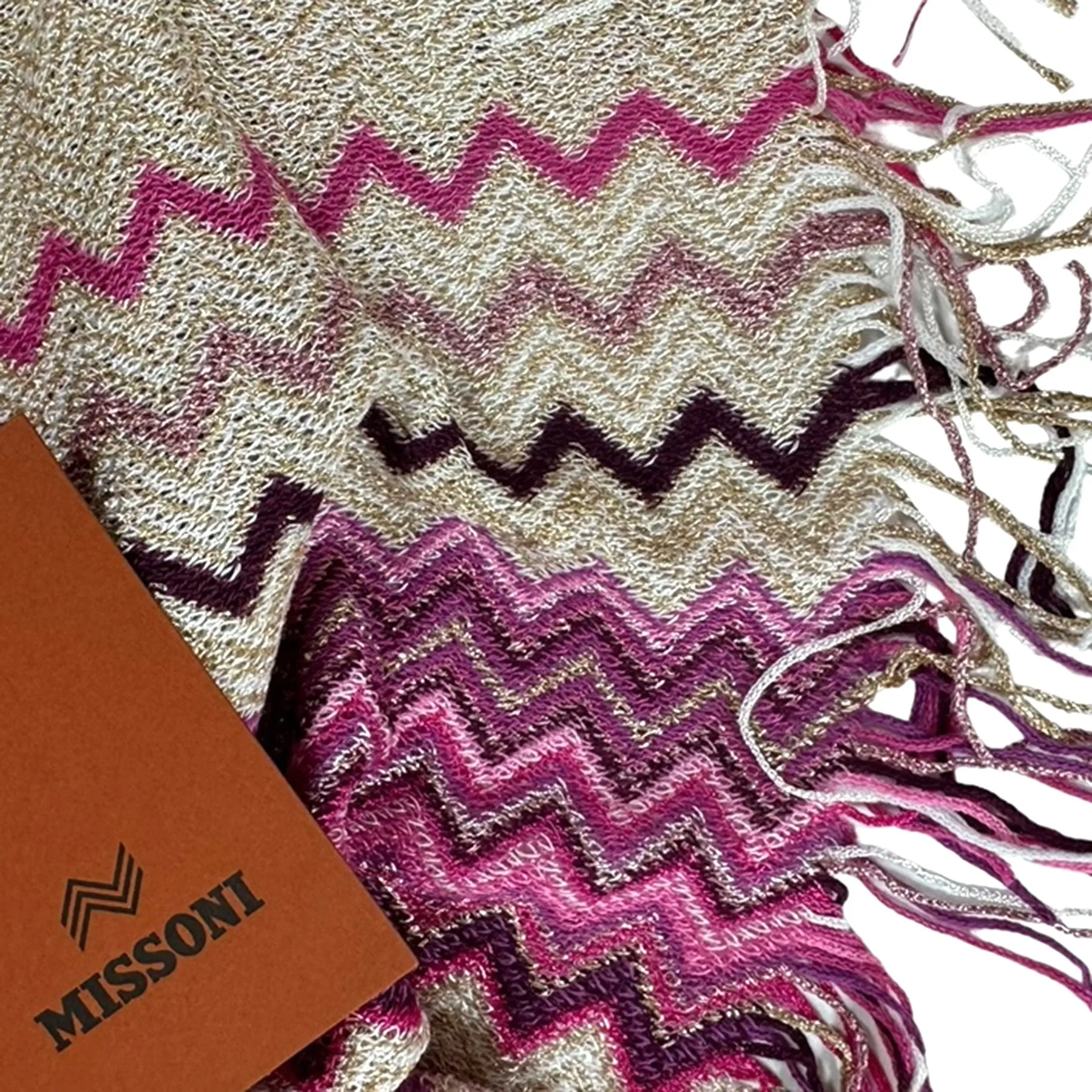 Missoni Scarf Purple Pink Chevron Design - Women Designer Shawl