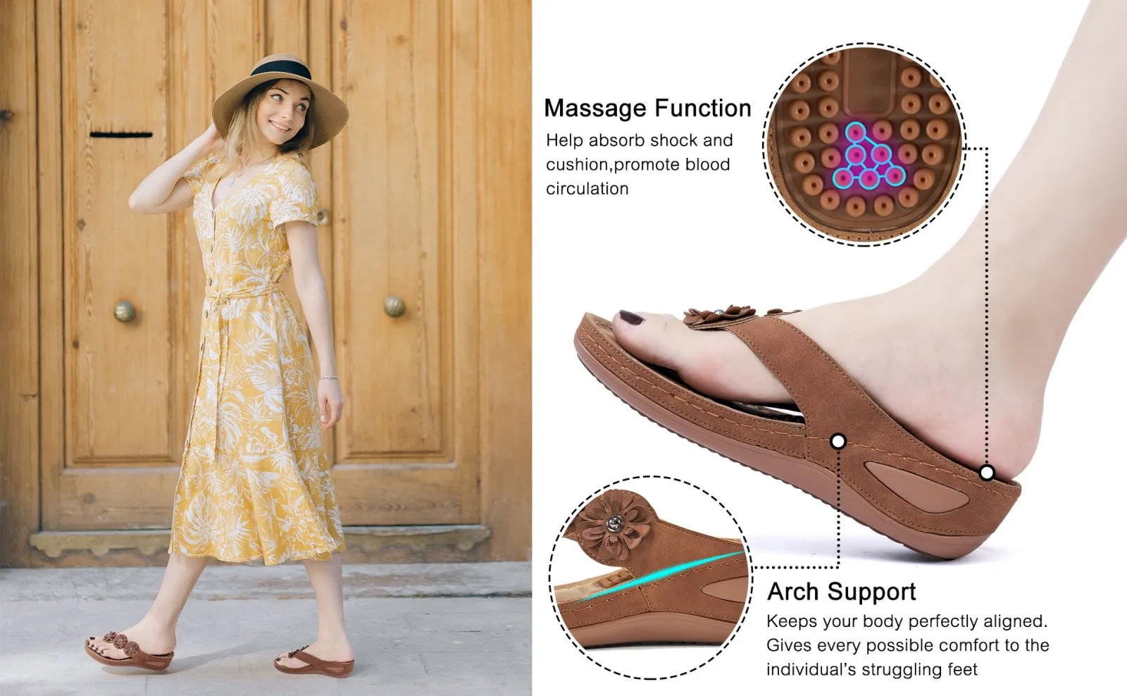 【No.6】Wedge Sandals Ladies Flip Flops Bohemian Sandals