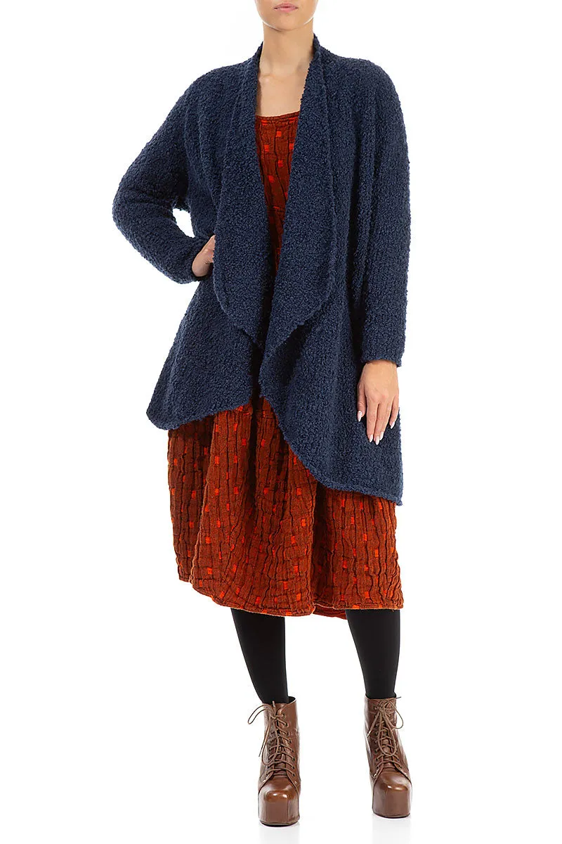 Open Blue Violet Alpaca Wool Coat Cardigan