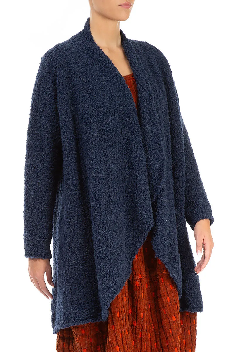 Open Blue Violet Alpaca Wool Coat Cardigan