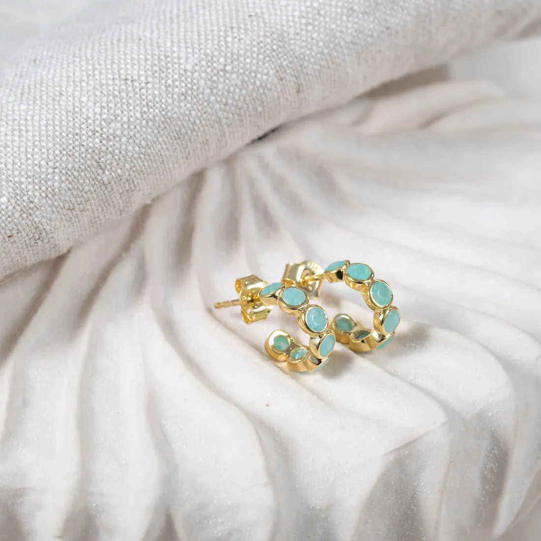 Ortigia Mini Amazonite & Gold Vermeil Hoop Earrings