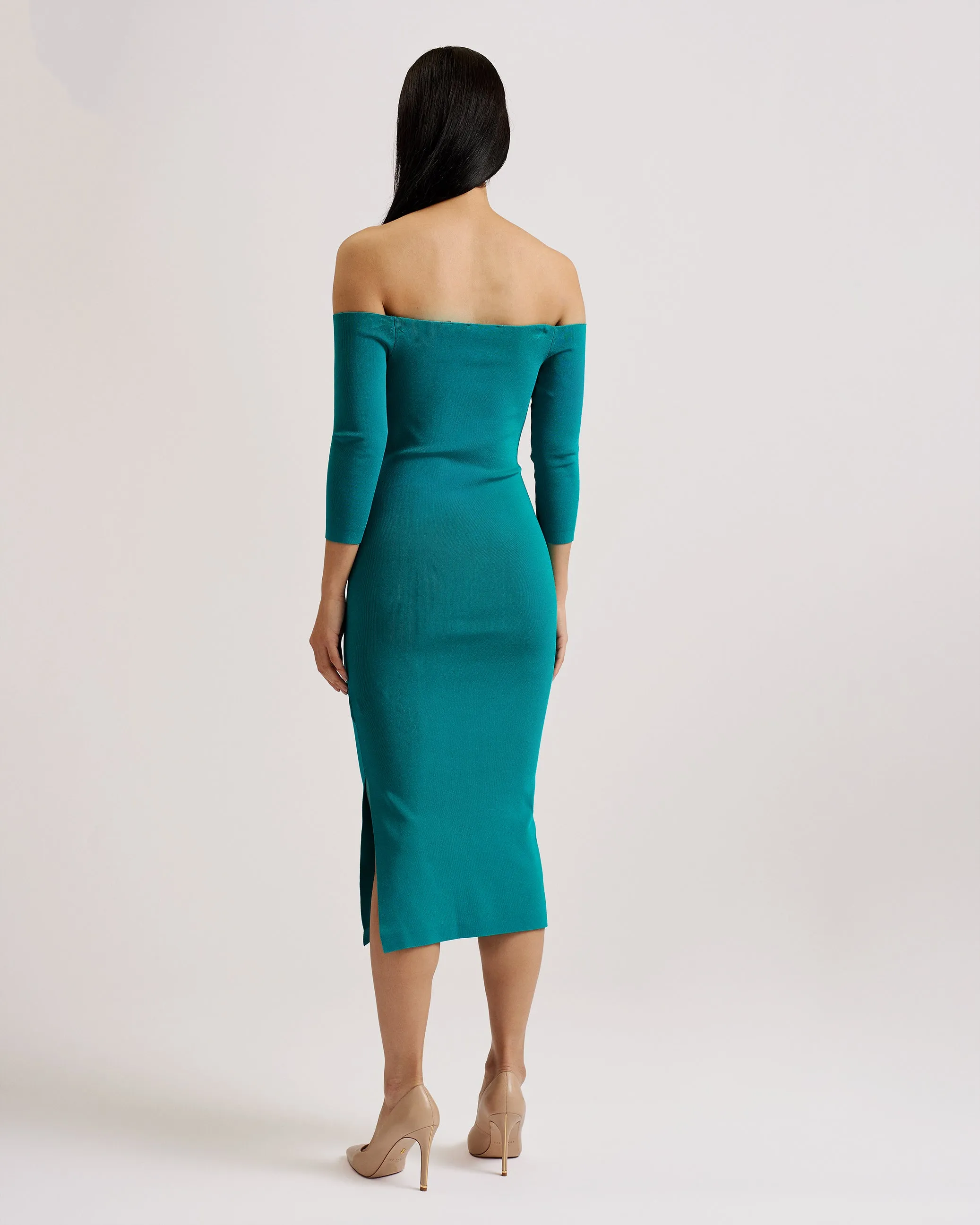 Ovvett Bodycon Bardot Dress Green