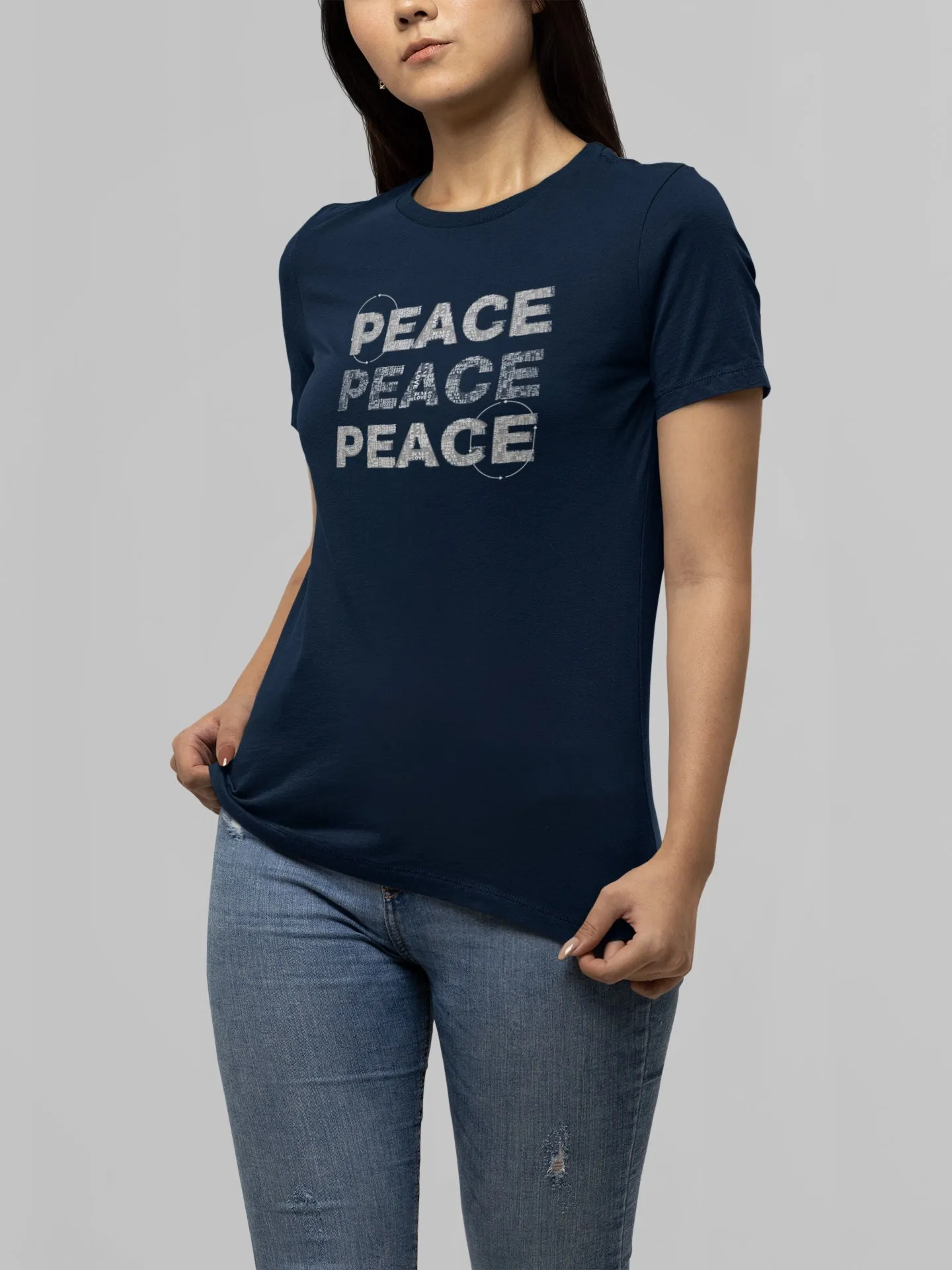 PEACE PRINTED TSHIRT - NAVY