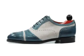 Phillips MTO - Shaded Teal Calf / Pearl Suede - NGT Last - Single Leather Sole