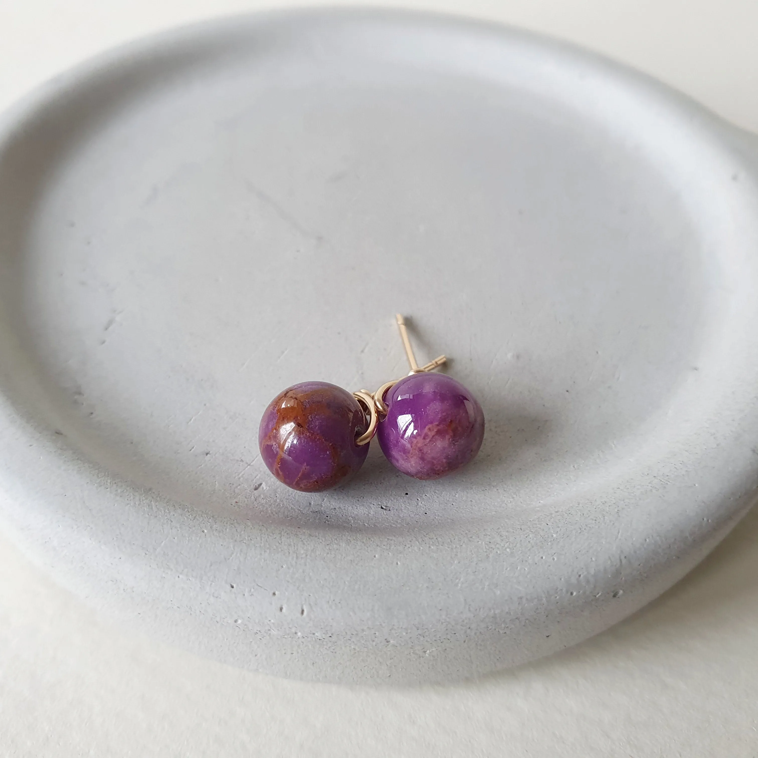 Phosphosiderite Earstuds 8mm (Basic) / 14k Gold-filled