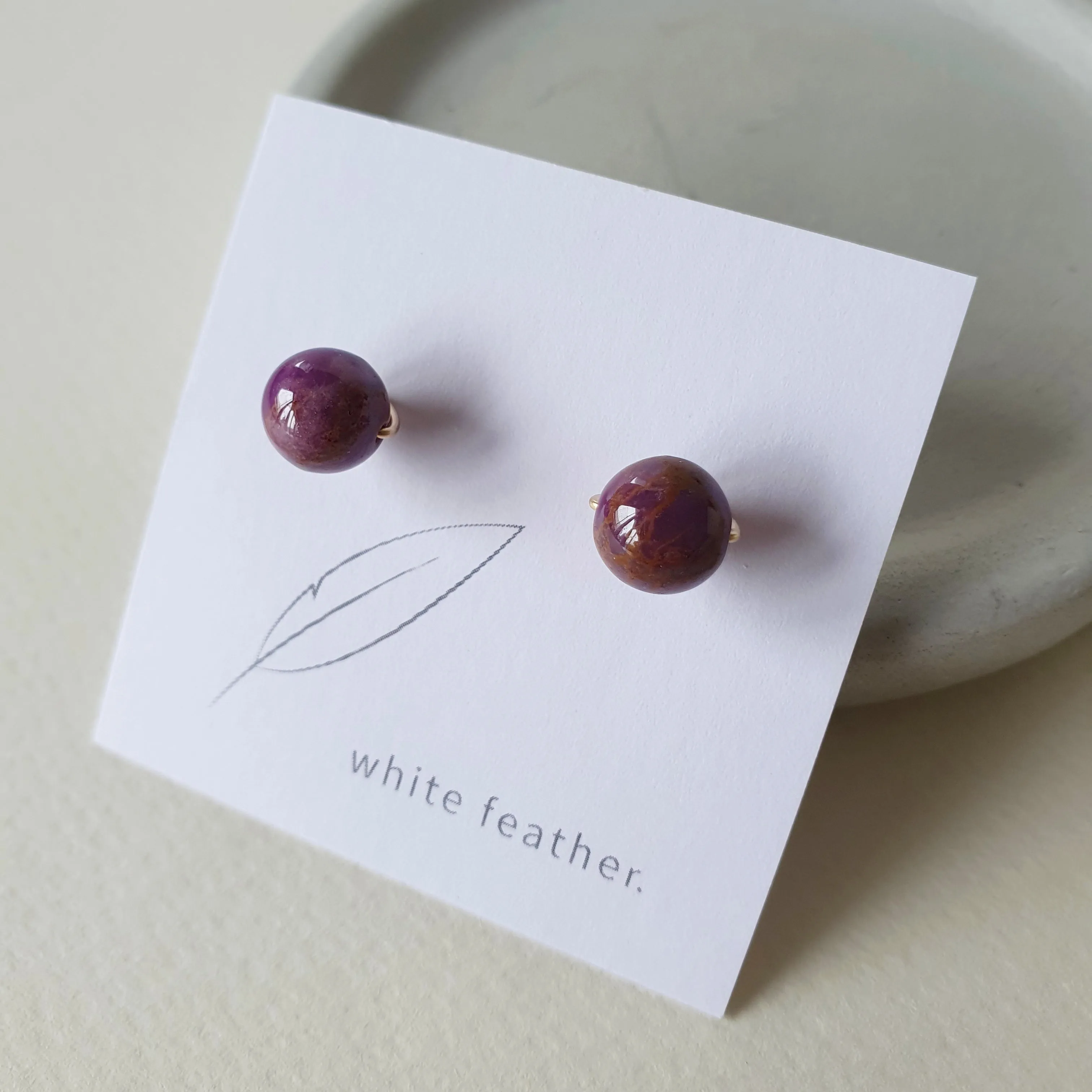 Phosphosiderite Earstuds 8mm (Basic) / 14k Gold-filled