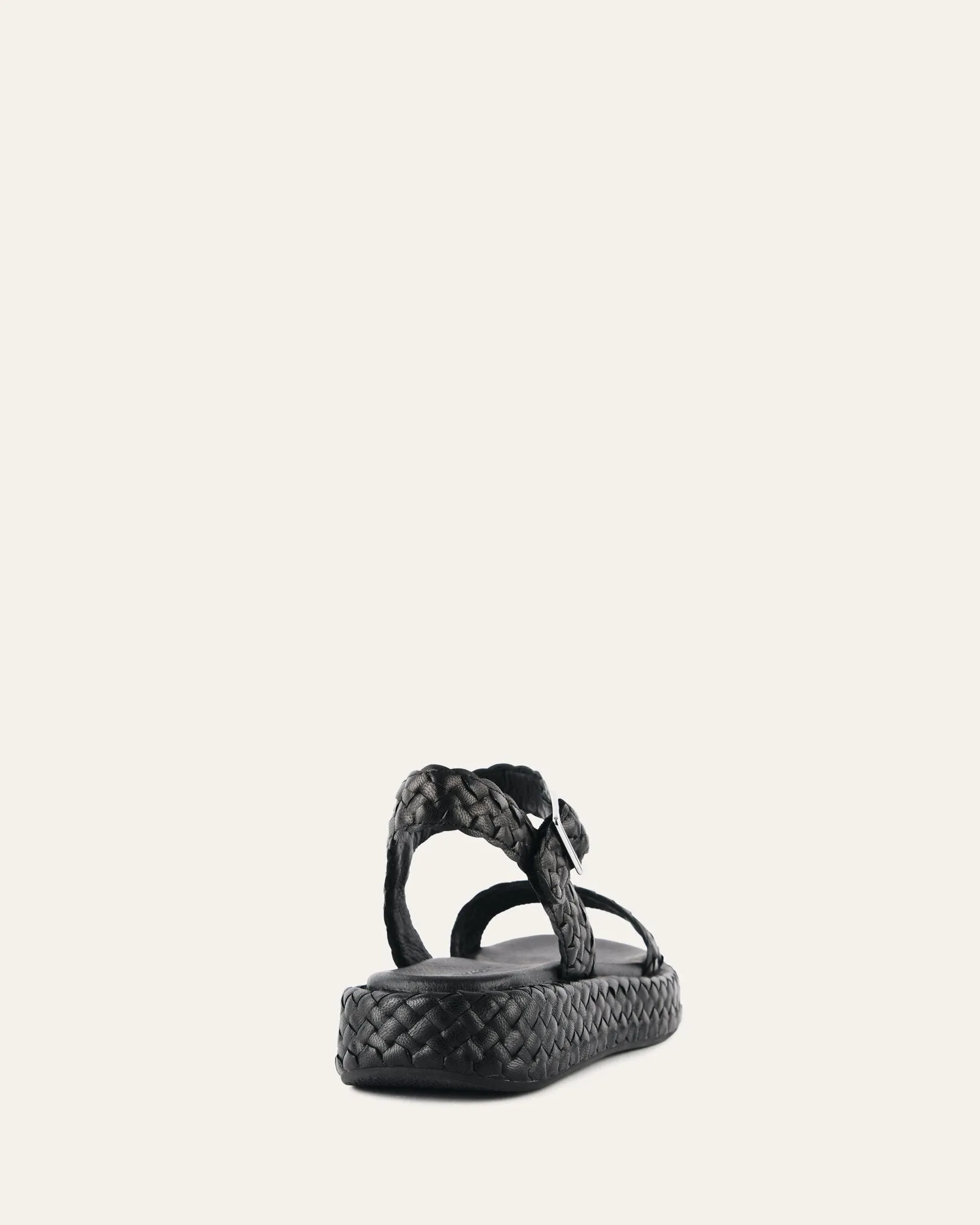 POPPY FLAT SANDALS BLACK LEATHER