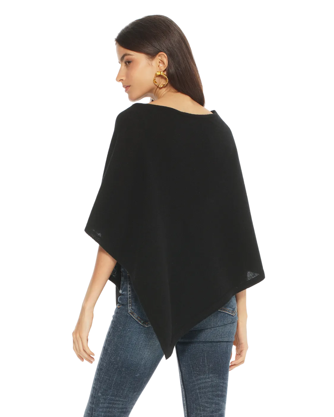 Pure Cashmere Capelet Poncho Black