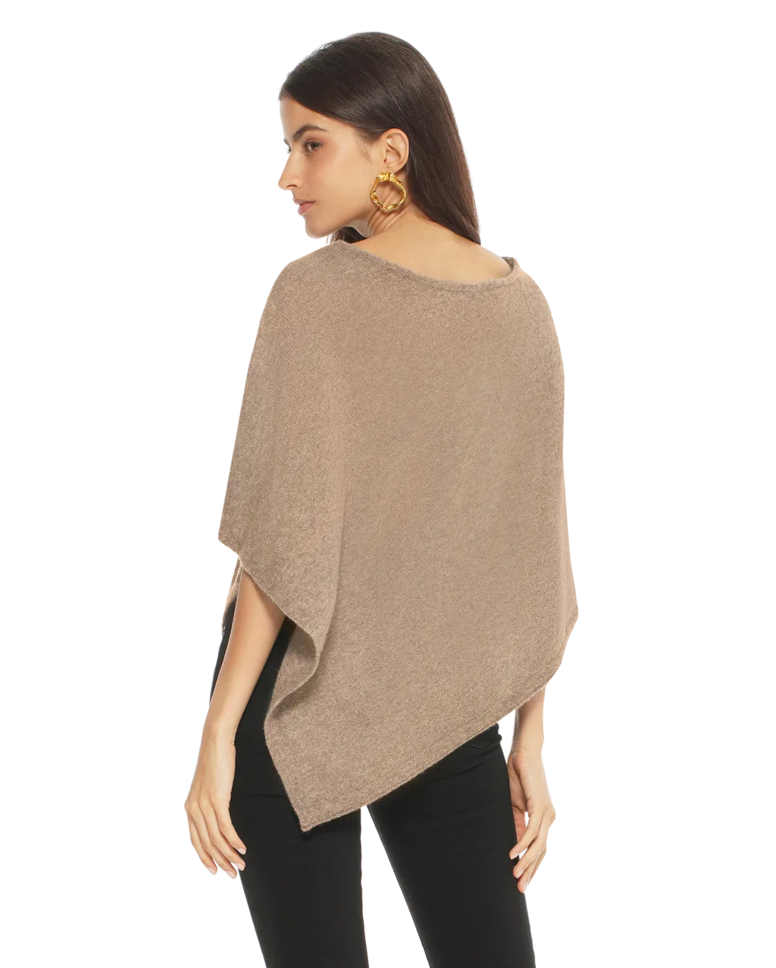 Pure Cashmere Capelet Poncho Taupe