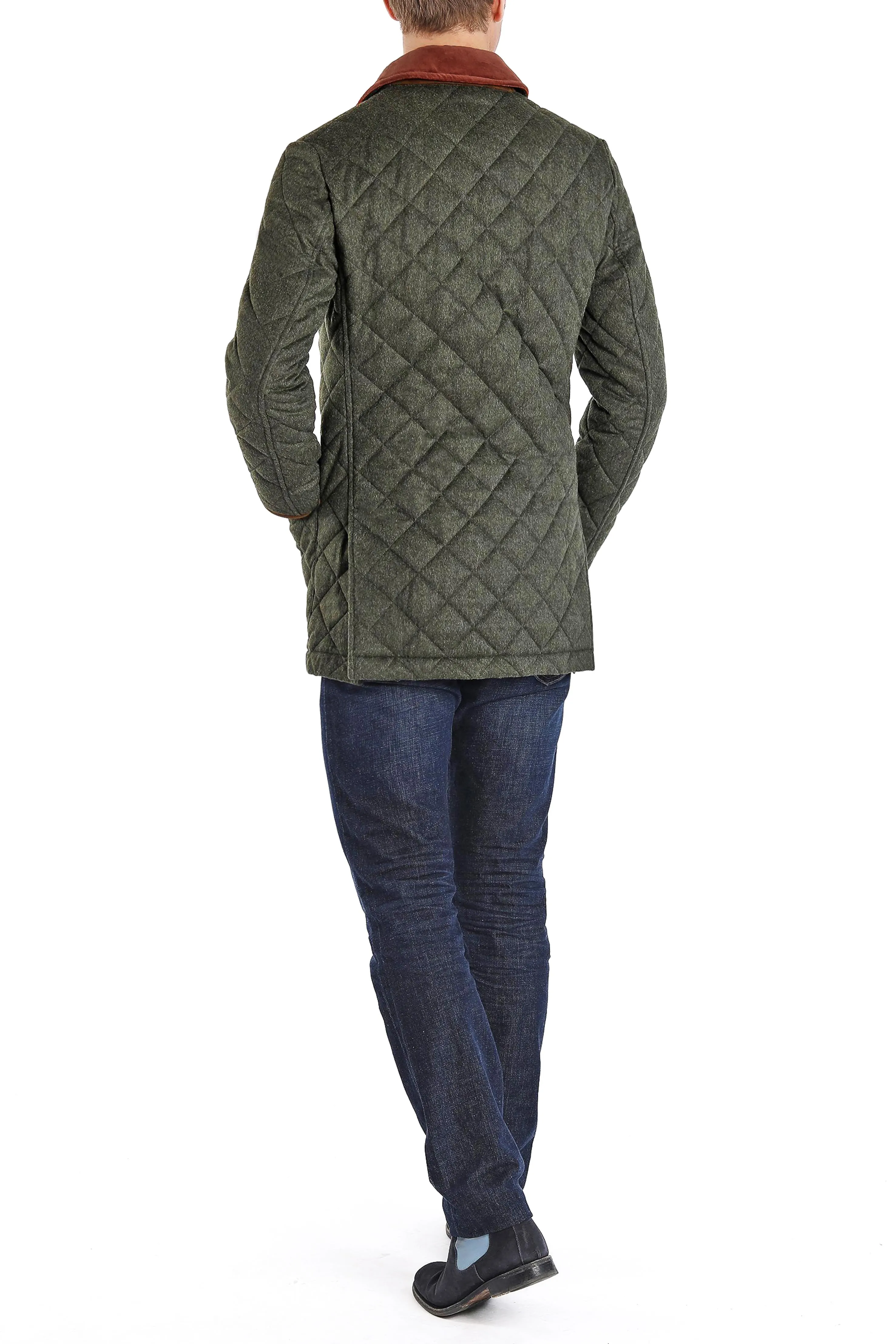 Quilted loden jacket in sage-green