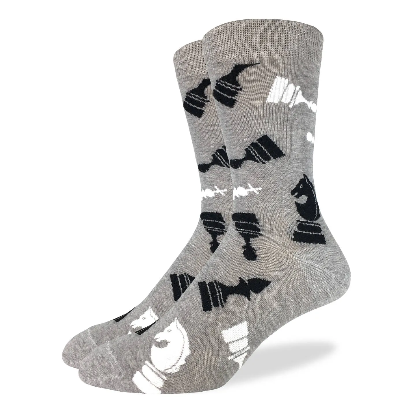 "Chess" Cotton Crew Socks by Good Luck Sock - Large