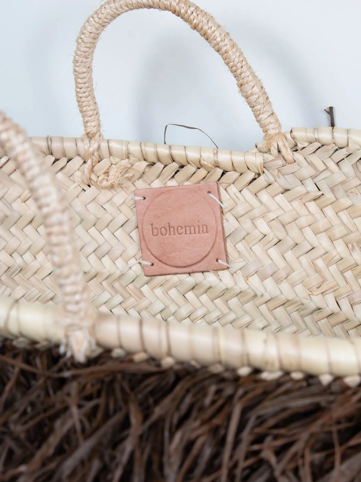 Raffia Tassel Basket, Tobacco