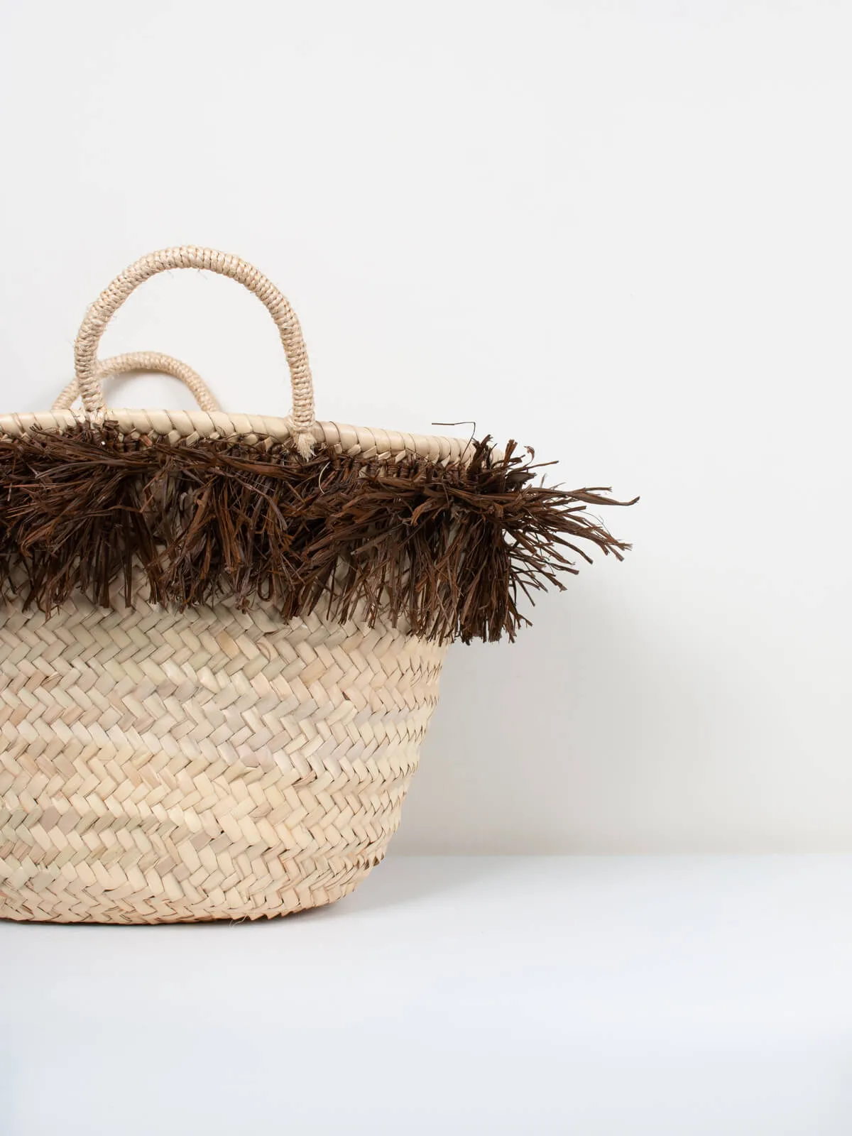 Raffia Tassel Basket, Tobacco