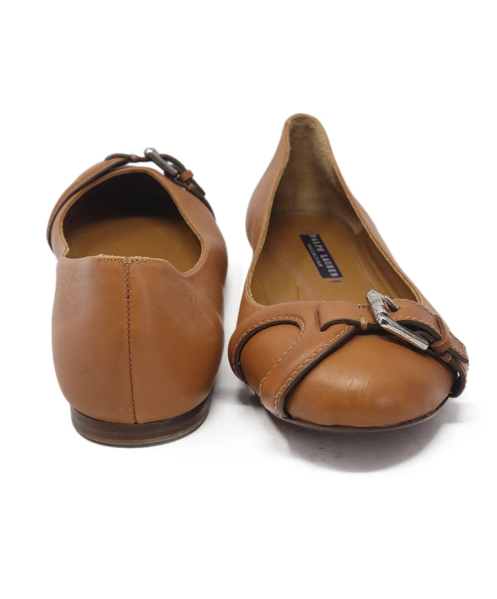 Ralph Lauren Tan Leather Flats sz 8