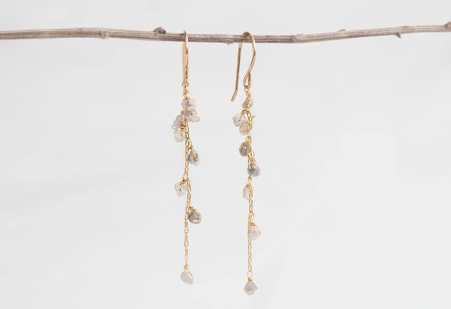 Rough Diamond Cascade Earrings