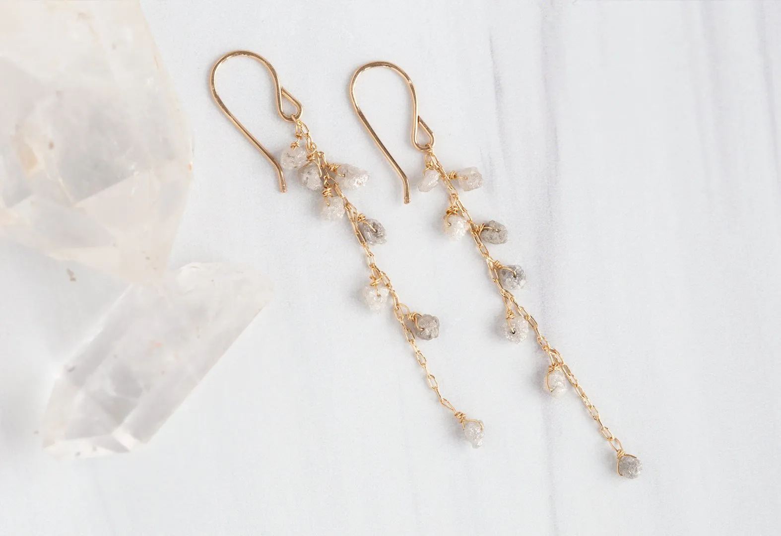 Rough Diamond Cascade Earrings