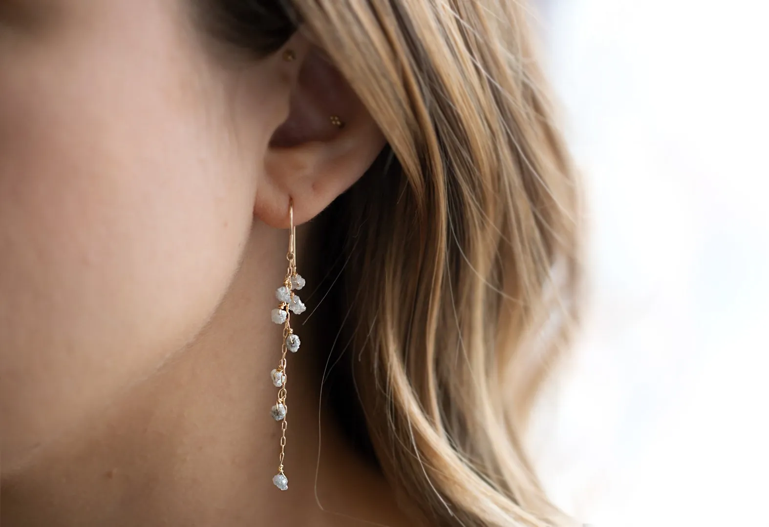 Rough Diamond Cascade Earrings