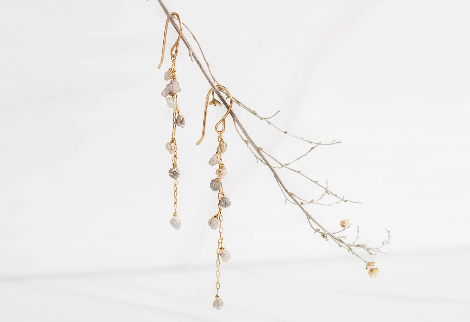 Rough Diamond Cascade Earrings