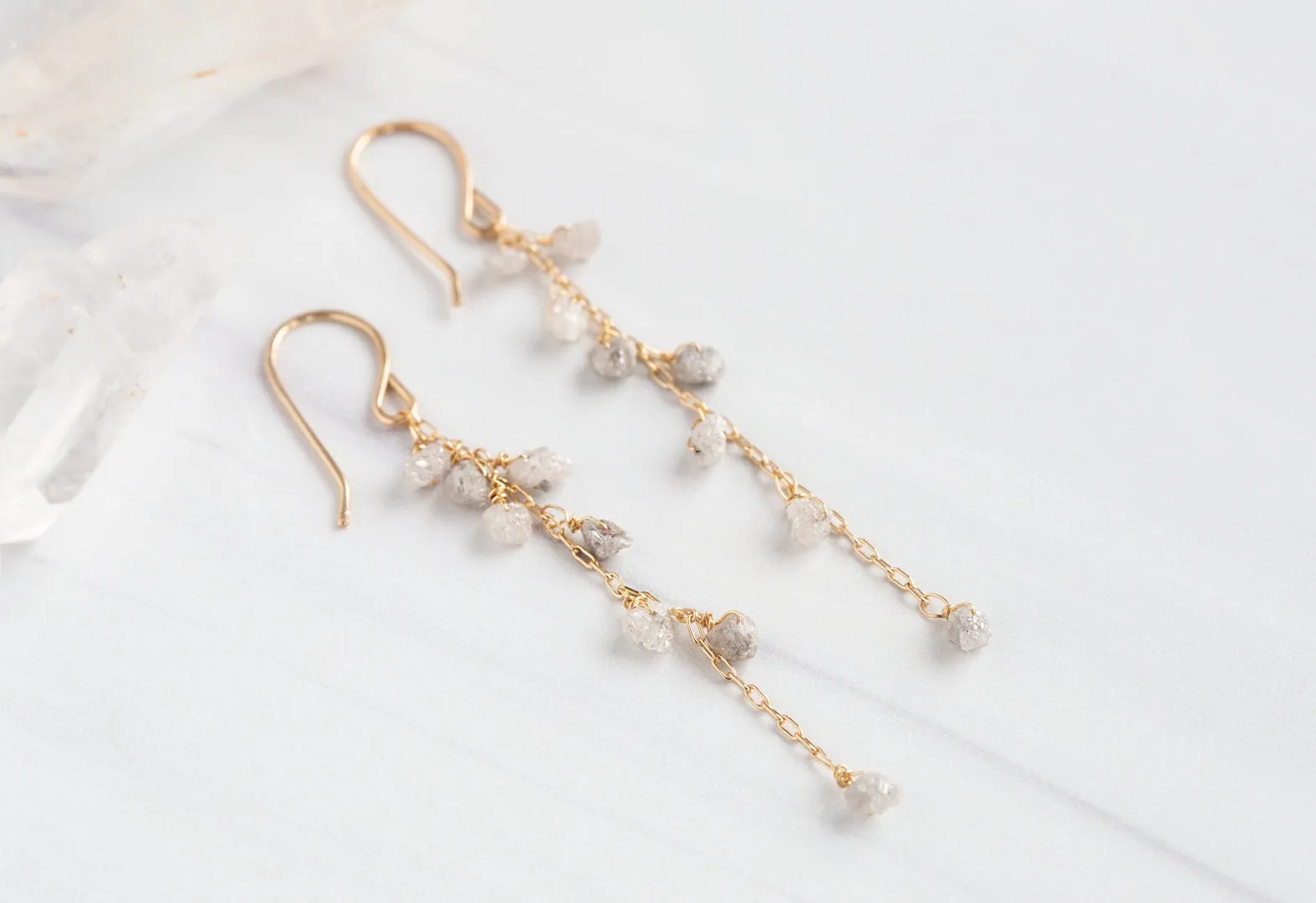 Rough Diamond Cascade Earrings