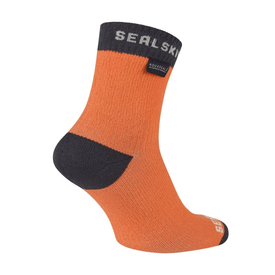 Sealskinz Wretham Waterproof Warm Weather Ankle Length Sock in Orange AW24