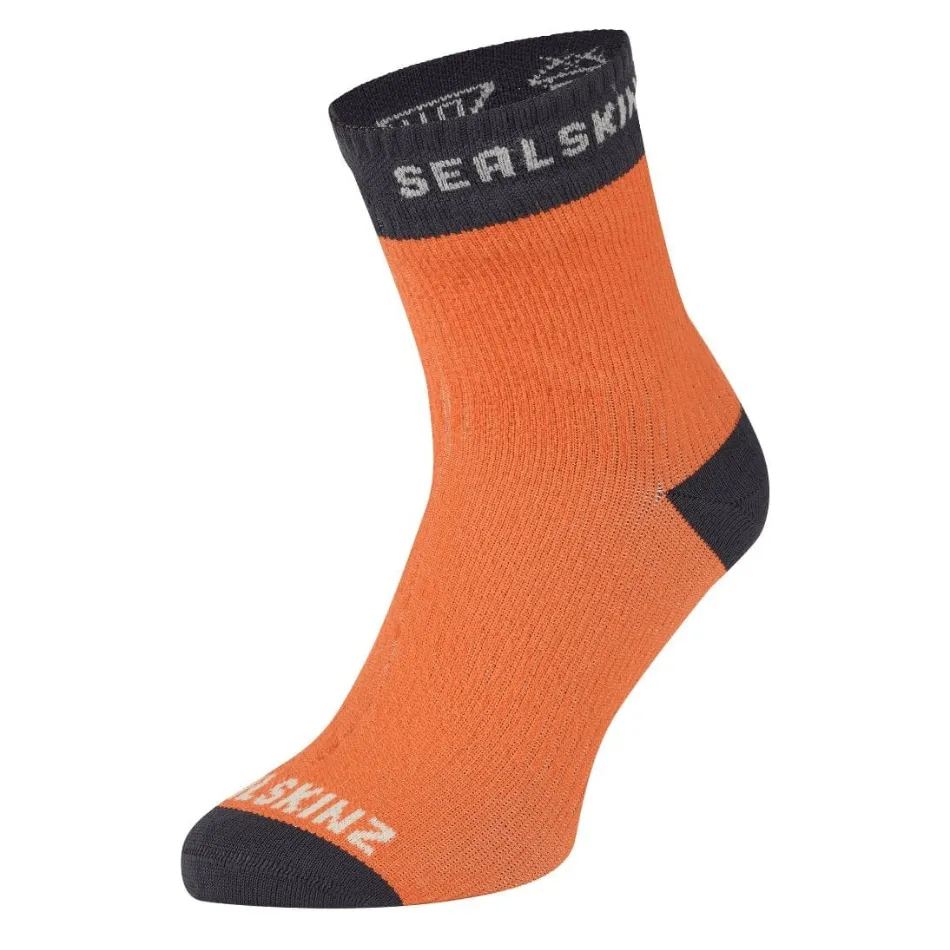 Sealskinz Wretham Waterproof Warm Weather Ankle Length Sock in Orange AW24